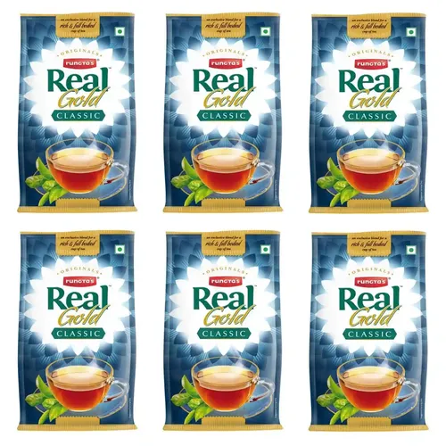 Rungta's Real Gold Classic Assam Black Tea Leaves 1.5 Kg | Best In Segment | Premium Blend of Fresh Kadak Ctc Chai | Blend of 10% Darjeeling Premium Black Long Leaf | (250g X 6)