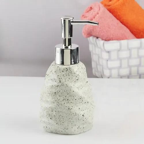 Kookee Ceramic Soap Dispenser for Bathroom hand wash, refillable pump bottle for Kitchen hand wash basin, Set of 1, White (10738)