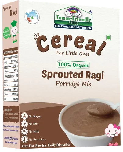 Tummyfriendly Foods Certified Organic Sprouted Ragi Porridge Mix | Made Of Organic Sprouted Ragi For Baby| Rich In Calcium, Iron, Fibre & Micro-Nutrients | 200G Cereal (200 G)