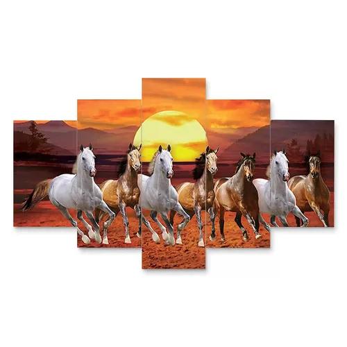 Horse Wall Painting For Home Decoration Pack of 5 (119.5 x 60 Cm)- Pattern 89