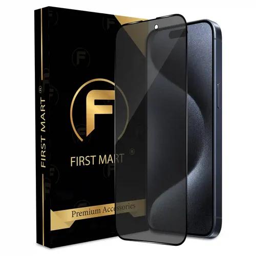 FIRST MART Edge to Edge Privacy Tempered Glass for iPhone 15 Pro Max Full Screen Coverage with Easy Installation Kit | Black Glossy