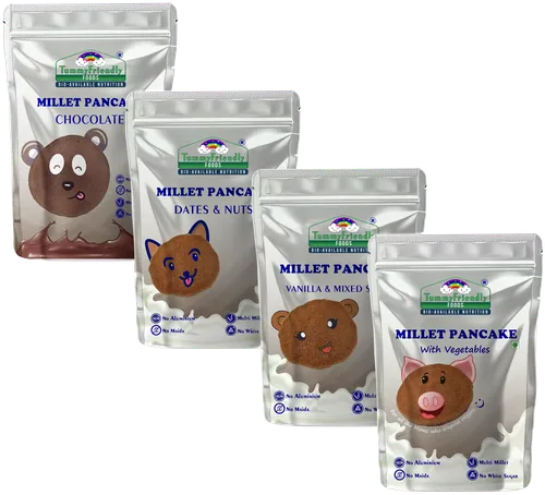 Tummyfriendly Foods Aluminium-Free Millet Pancake Mixes Trial Packs With Chocolate, Nuts, Veggies 150 G (Pack Of 4)