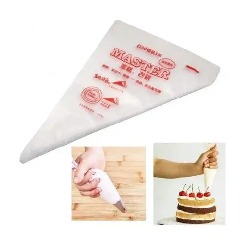 PERFECT BAKEWARE 100 Pcs Polythene Icing Piping Cone For Decorating for Cream Cake Pastry Cupcake Decoration Reusable – Transparent (Pack of 100) (Medium)
