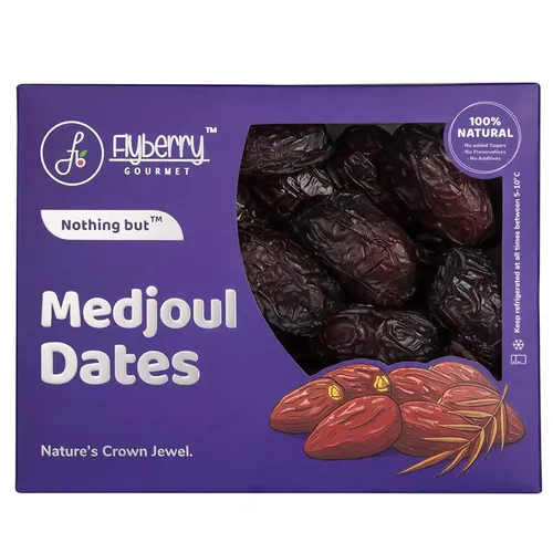 Flyberry Gourmet Large Medjoul (Medjool) Dates | Rich Source of Potassium & Iron | No Added Sugar or Preservatives | Low GI Energy Snack | Khajoor | Khajur |400 g