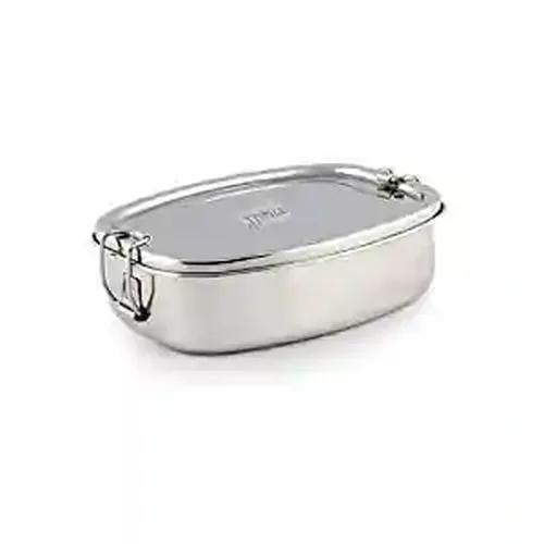 Jvl Stainless Steel Lunch Box For Kids, Single Layer Tiffin Box For School And Office Use With Inner Plate - Deluxe - Medium Size