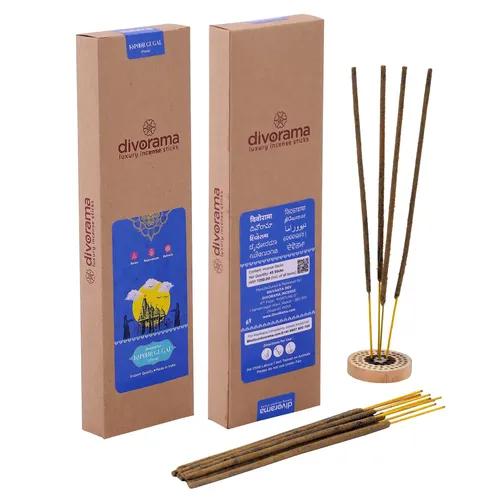 DivoRama Premium Kapoor & Gugal Flora Incense Masala Agarbatti - 100% Natural Indian Aroma - Long Lasting Kapoor & Gugal Agarbatti for Puja, Meditation, Happy Vibes - 45 Sticks-Pack of 1