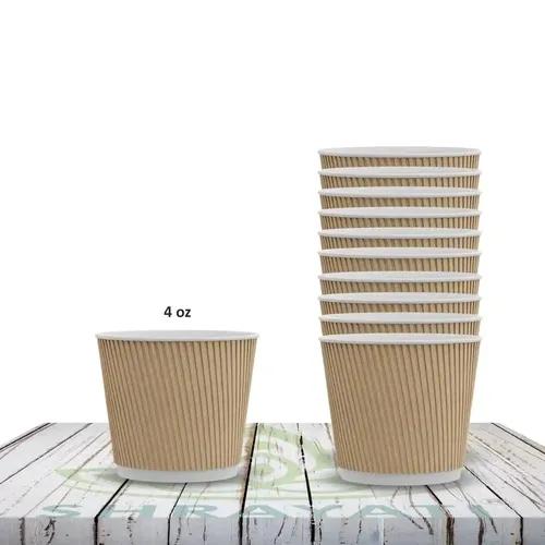 SHRAYATI Ripple Paper Cups, 150 ml, Brown, Pack of 25 Pcs, for Coldrinks, Coffee, Shakes and Regular Usage