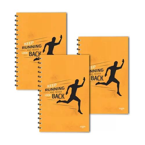 Keep Running & Never Look Back Designer Ruled Diaries - Pack Of 3