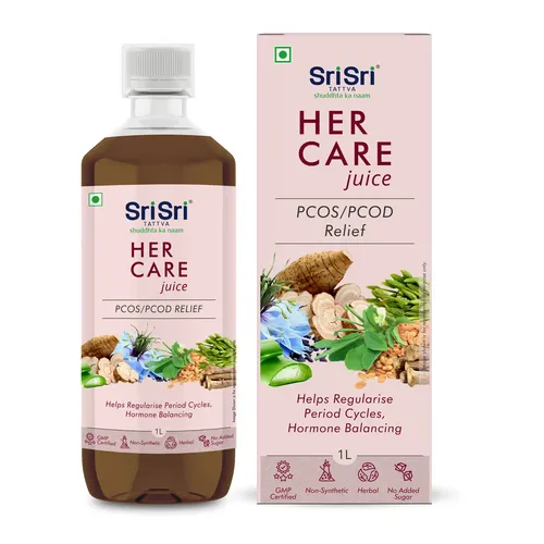 Sri Sri Tattva Her Care Juice - Pcos / Pcod Relief | Helps Regularise Period Cycles, Hormone Balancing | 1 L