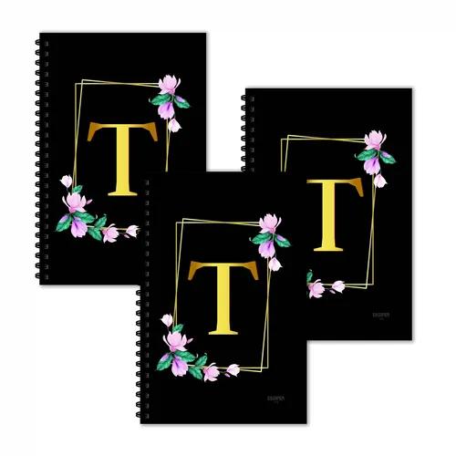 T Letter Ruled Diaries - Pack Of 3