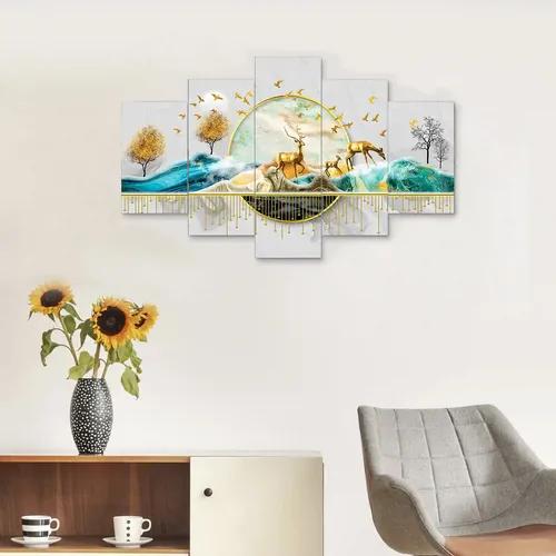 Framed Wall Painting For Home Decoration Pack of 5 (119.5 x 60 Cm)- Pattern 129