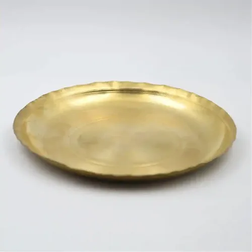 ALODIE- Brass Designer Gasrabi Puja Plate | Pital Thali Set | Brass Pooja Plate | Pital Ki Thali | Pital Plates for Pooja, Home and Kitchen (4.8Wx0.5H INCHES, 1)