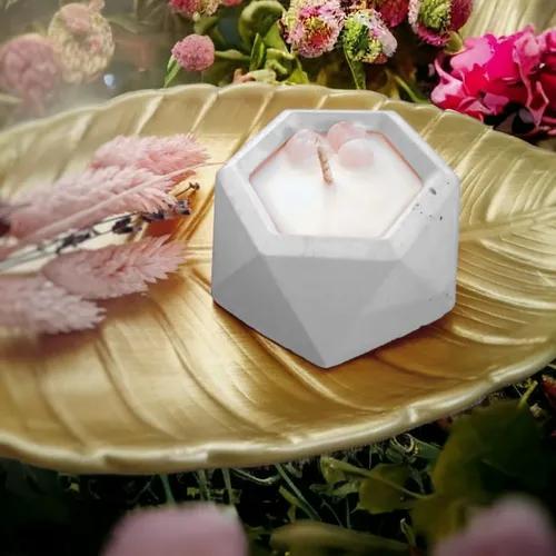 Octagonal Small Concrete Candle - Vanilla White Pack of 2