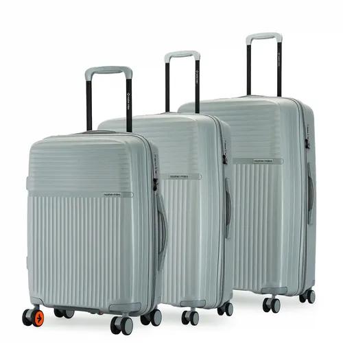 Nasher Miles Krabi Expander and TSA Lock Hard-Sided Polypropylene Luggage Set of 3 Grey Trolley Bags (55, 65 & 75 cm)