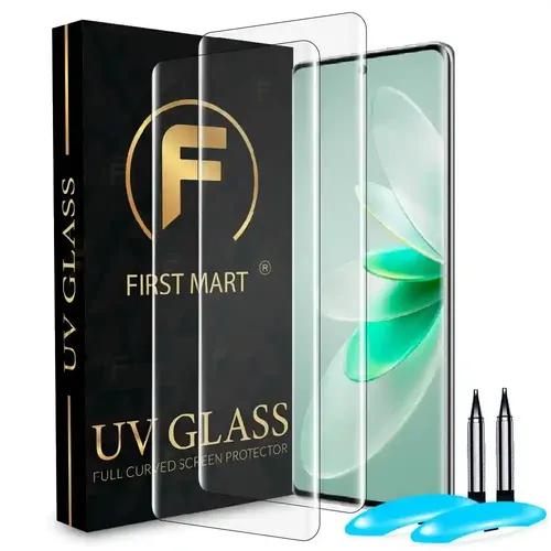 FIRST MART Tempered Glass for Vivo V27 5G / V27 Pro 5G / V29 Pro 5G with Edge to Edge Full Screen Coverage and Easy UV Glue Installation Kit, Pack of 2