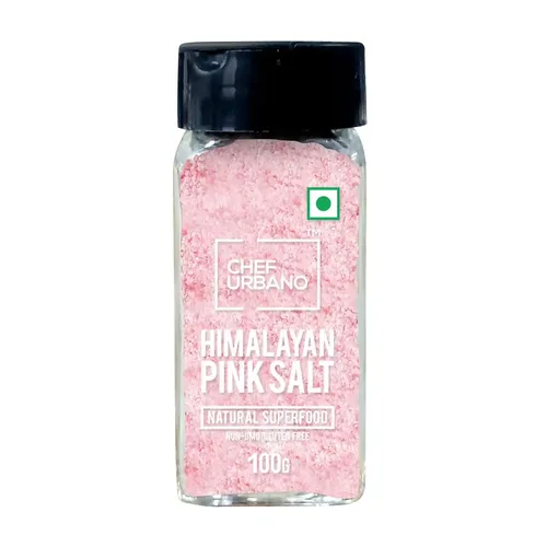 Chef Urbano Himalayan Pink Salt Sprinkler 100g | Pure & Natural | Mineral Rich Salt | Low Sodium | Packed with 84 Minerals | Glass Bottle