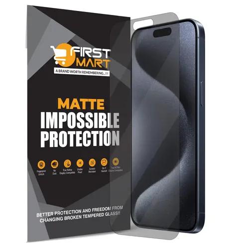 FIRST MART Matte Screen Protector for iPhone 15 Pro Max (6.7 Inch) Impossible Fiber Case Friendly Protection with Easy Installation Kit| Matte Fiber