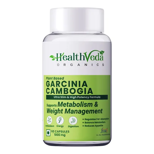 Health Veda Organics Plant Based Garcinia Cambogia for Weight Management & Healthy Metabolism, 60 Veg Capsules