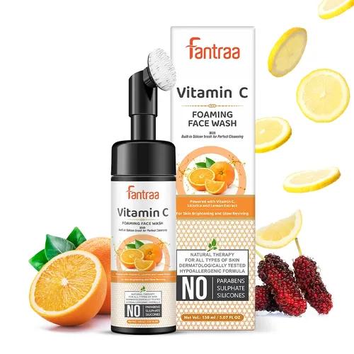 Fantraa Vitamin C Foaming Face Wash With Built-In Face Brush, 150Ml