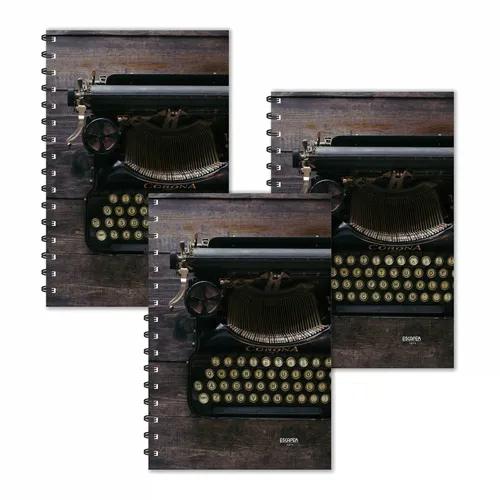 Golden Typewriter Vintage Ruled Diaries - Pack Of 3