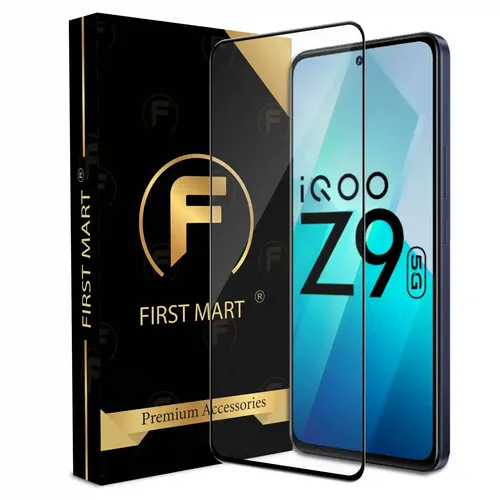 FIRST MART Premium Tempered Glass for iQOO Z9 5G / Neo 9 Pro 5G / iQOO 12 5G with Edge to Edge Coverage and Easy Installation Kit, Pack of 1