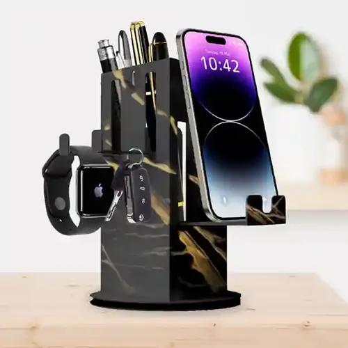 Rotating Pen Stand - Black Marble
