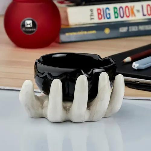 Kookee Groovy Ceramic Ashtray - Unique and Colorful Smoking Accessory with Retro Vibes - Funky Decor for Smokers and Collectors, Black/White (10761)