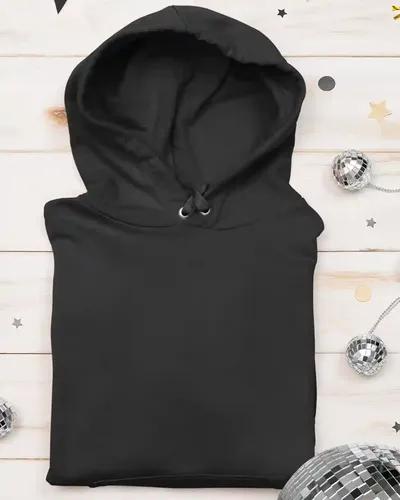 Men's Solid Color Fleece Lined Cotton Hoodie/ Winter Collection /  Black / M