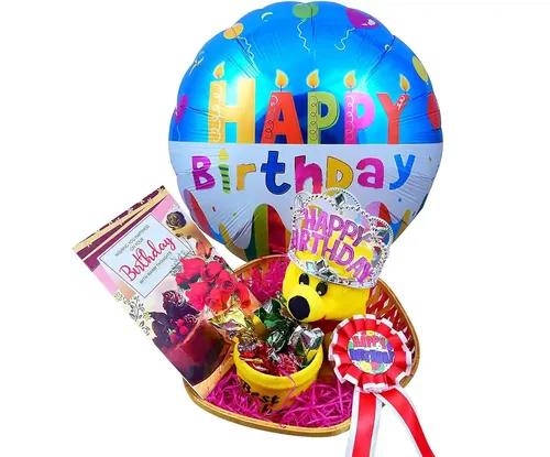 Mantouss Happy Birthday Chocolate Gift/Birthday Combo Gift Pack-Pen Stand With Chocolates+Birthday Balloon+Birthday Batch+Crown+Birthday Card