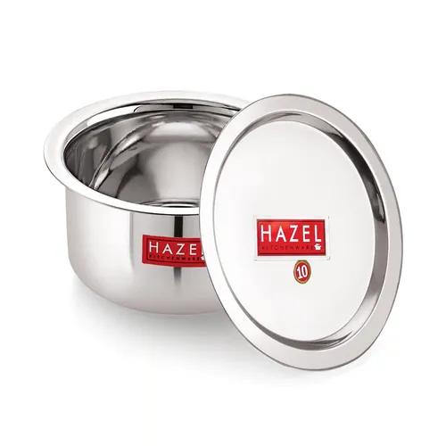 HAZEL Utensils Set for Kitchen I Steel Pot Set of 1,1000 ml | Steel Tope Set with Lid & Round Bottom I Boiling Vessels, Multipurpose Steel Bhagona, Silver