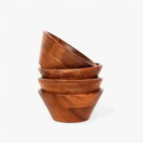 CASA DECOR Sylvan Nest Bowl Set Serving Bowls for Breakfast Snacks Soup Serve ware Salad Bowl, Serving Bowl for Home and Kitchen, Wooden Bowl Brown Color, Bowls for Snacks