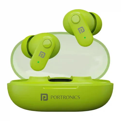 Portronics Harmonics Twins S16 In Ear Wireless TWS Earbuds with 24 Hrs Playtime, Clear Calls, Game & Music Mode, Low Latency, Bluetooth 5.3v, LED Display, Type C Fast Charging(Green)