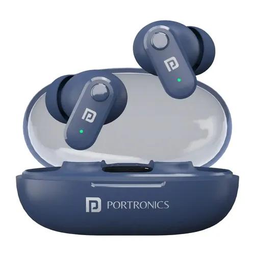 Portronics Harmonics Twins S16 In Ear Wireless TWS Earbuds with 24 Hrs Playtime, Clear Calls, Game & Music Mode, Low Latency, Bluetooth 5.3v, LED Display, Type C Fast Charging(Blue)