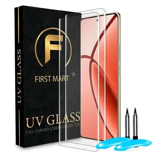 FIRST MART Tempered Glass for Realme P1 Pro 5G with Edge to Edge Full Screen Coverage and Easy UV Glue Installation Kit, Pack of 2