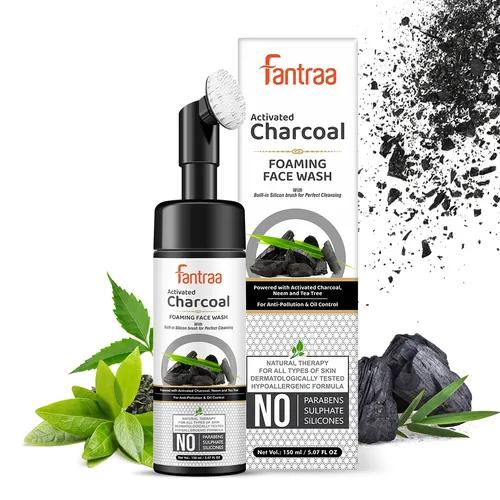 Fantraa Activated Charcoal Foaming Face Wash With Built-In Face Brush, 150Ml