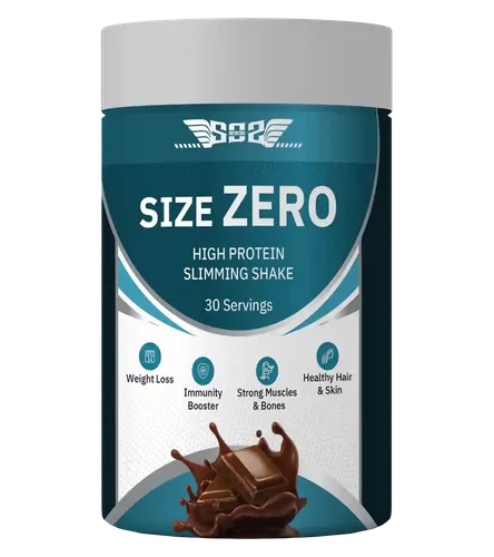 SOS Nutrition Size Zero Whey Protein Powder & Plant Protein, 24 g, Herbs to Reduce Body Fat and Immunity, Multivitamin for Skin & Hair (Chocolate, 300g)