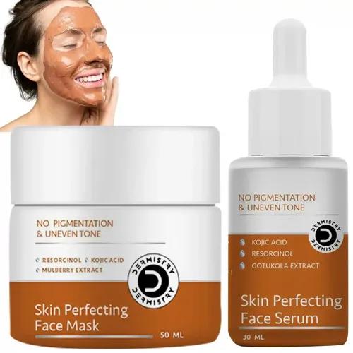 Dermistry Pigmentation Removal Skin Perfecting Face Pack Mask & Skin Perfecting Fairness Serum And Kojic Acid And Resorcinol And Mulberry Ext And Gotukola And For Melasma Blemishes Uneven Tone Dark Spots And All Skin Types For Men & Women ( Pack Of 2 - 80 Ml )