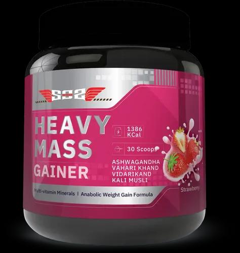 SOS Nutrition Whey Protein Heavy Mass Gainer with Herbs for Muscle Building and Recovery (Strawberry, 1000G)