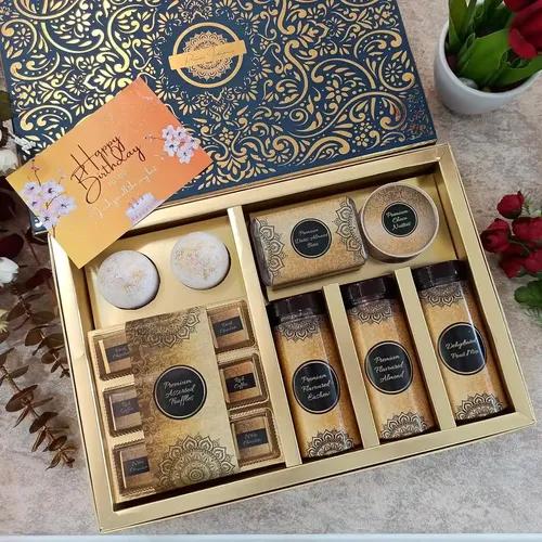 Nutrisnacksbox Birthday Gift Hamper With Chocolates, Dry Fruits, Flavoured Nutties, Truffles, Candles & Greeting Card | Birthday Gift For Wife, Girlfriend, Relatives, Kids & Friends