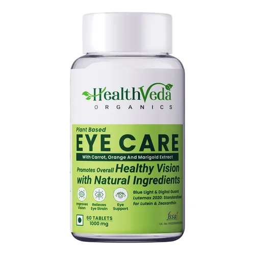 Health Veda Organics Plant Based Eye Care Supplements for Improved Vision, 60 Veg Tablets