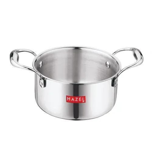 HAZEL Tri-Ply Stainless Steel Induction Bottom Tope with Handle, 2.3 Litre, 18.5 cm