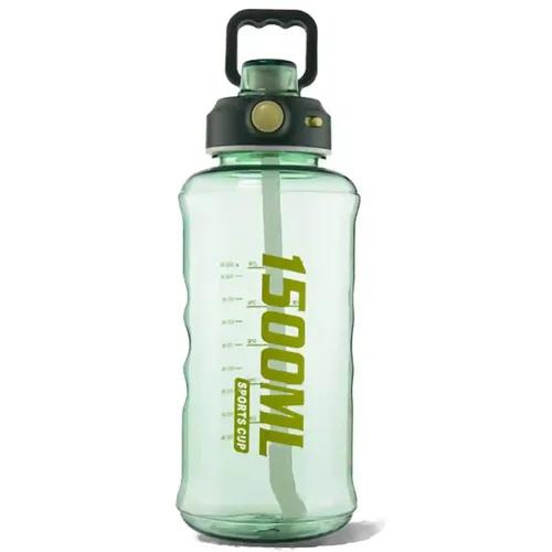 Sports Water Bottle BPA-Free Large Capacity Running Leak Proof Design Straw Unbreakable Lid with Handle Heavy Quality ABS Plastic Bottle for Office School Gym  - 1500 ml
