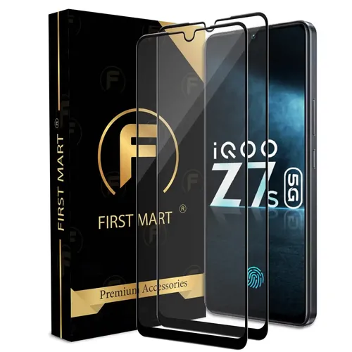 FIRST MART Premium Tempered Glass for iQOO Z7s 5G / iQOO Z7 5G / Vivo T2 5G with Edge to Edge Coverage and Easy Installation Kit, Pack of 2