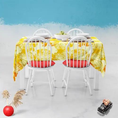 ArtzFolio Leaves | Table Cloth Cover for Dining & Center Table | Washable Waterproof Polyester Fabric | 6-Seater Table; 48 x 72 inch (122 x 183 cms)