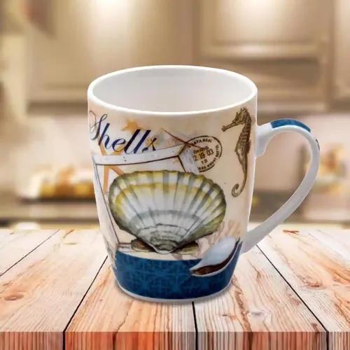 Kookee Printed Ceramic Coffee or Tea Mug with handle for Office, Home or Gifting - 325ml (BPM3403-A)