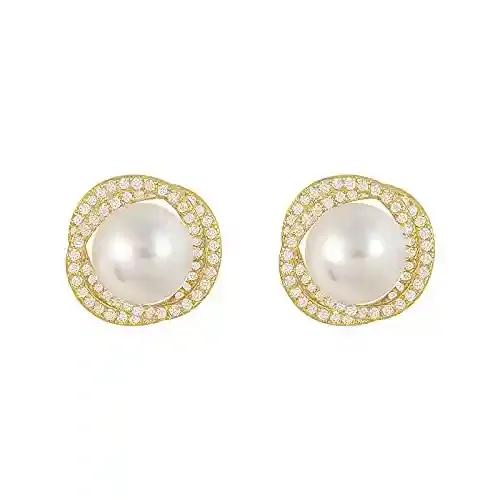 Circular Spiral Vintage Pearl Stud Earring