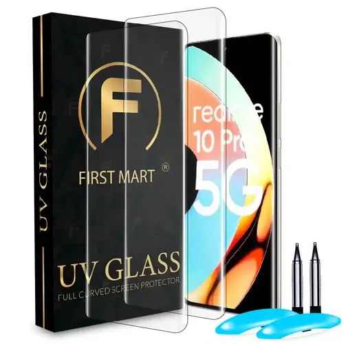 FIRST MART Tempered Glass for Realme 10 Pro Plus 5G / Realme 11 Pro Plus 5G / Realme 11 Pro 5G with Edge to Edge Full Screen Coverage and Easy UV Glue Installation Kit, Pack of 2