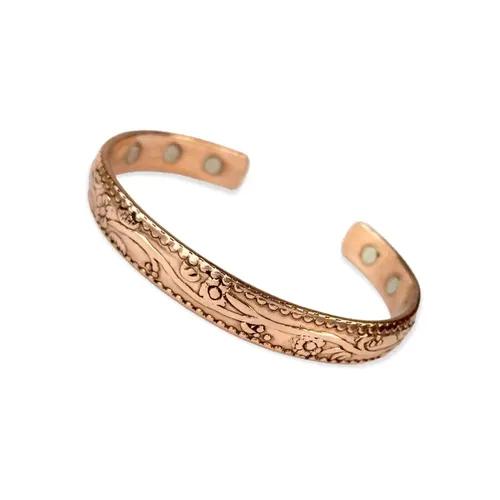 JEWELOPIA Copper Open Adjustable Antique Kada with Magnet Ashtdhatu Unisex bracelet Kada for Men and Boys