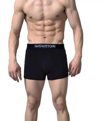 GIOVITTORI Men's Cotton Underwear Trunks, Elastic Waistband, Black (in, Alpha, XL, Regular, Black)