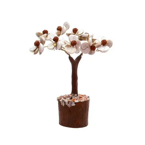 Pujahome Rudraksha and Original Gomti Chakra Tree with Rudraksha Beads and Gomati Chakra, Multicolour, Tree (54 Beads)